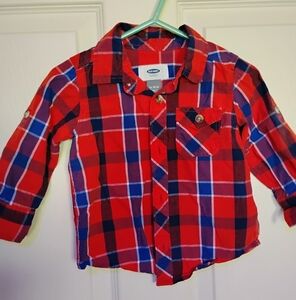 Old Navy Red Plaid Kids Shirt